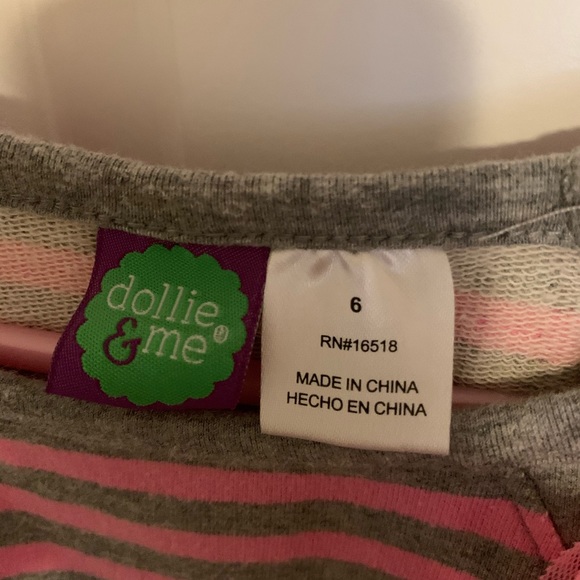 Dolly and Me shirt dress pink and gray girls - Picture 4 of 4